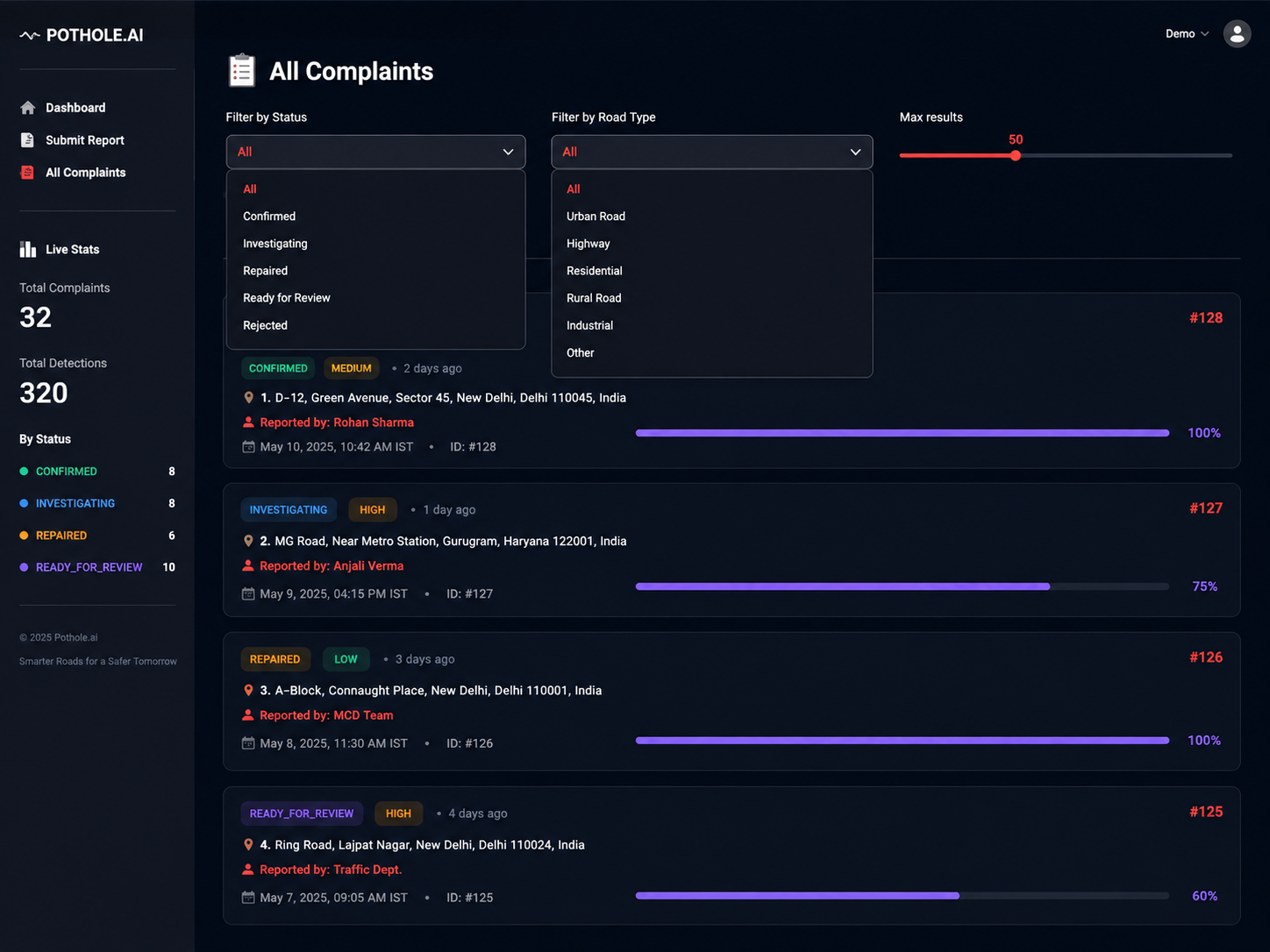 PotholeAI: AI Road Defect Detection & Reporting System